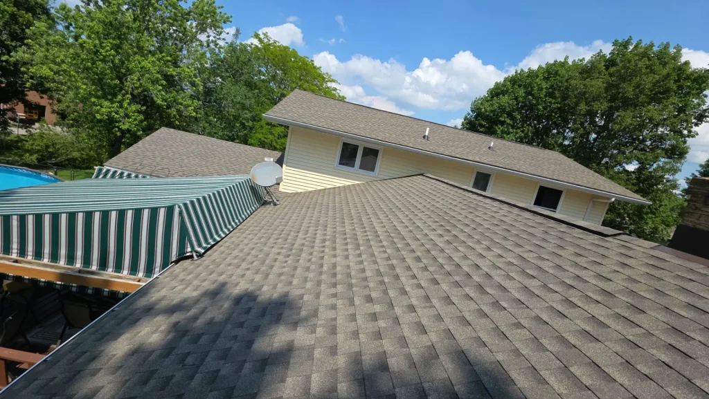 Completed roof with GAF HDZ Weathered Wood architectural shingles in Angola, NY